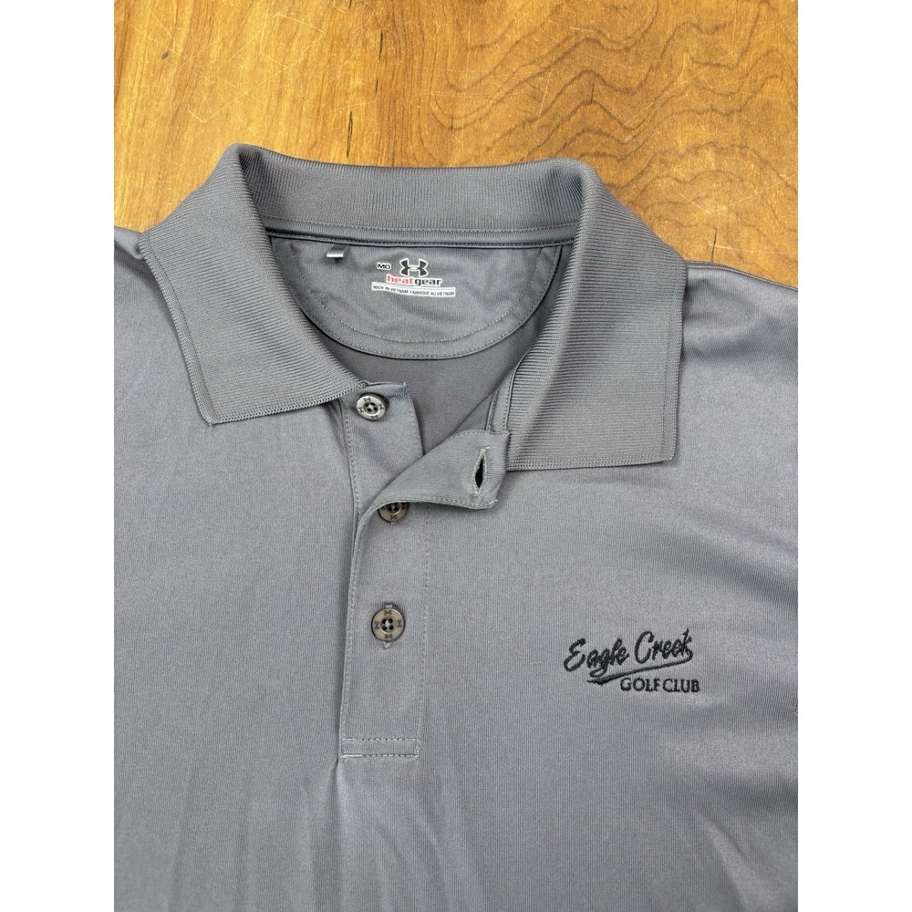 Under Armour HeatGear Polo Shirt Gray Eagle Creek Golf Club Mens M Performance